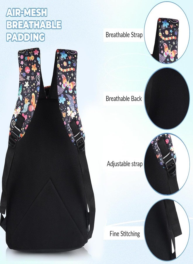 Half Moon 35L Bliss College School Bag For Girls, Backpack For Women, Water Resistant 4 Zips Stylish And Trendy College Backpacks For Girls (Black), Multicolour - Image 5