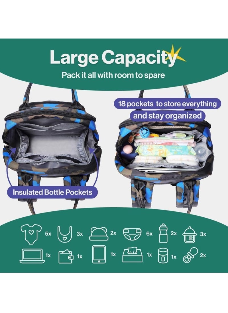 BabbleRoo Multifunctional Waterproof Diaper Bag, Essential Travel Baby Tote with Changing Pad, Baby Carrier and Pacifier Cover - Unisex, Dark Grey - Image 4