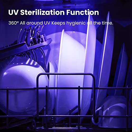 Comfee' غسالة صحون كومفي' على الطاولة، غسالة صحون محمولة بسعة 6 لتر خزان مياه مدمج، غسالة صحون صغيرة بمساحة أكبر داخلها، 7 برامج، تعقيم بالأشعة فوق البنفسجية وفتح الباب تلقائيًا، للشقق، السكن الجامعي والمركبات الترفيهية، بيضاء - Image 4