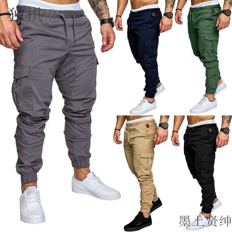 Du Qi Men's Cargo Joggers Gym Pants Workout Sweatpants Male Trim - Image 2