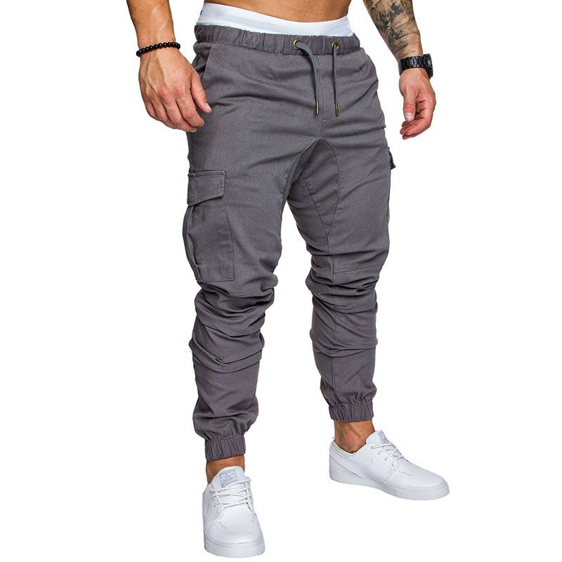 Du Qi Men's Cargo Joggers Gym Pants Workout Sweatpants Male Trim - Image 3