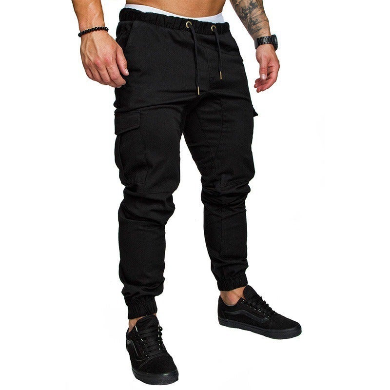 Du Qi Men's Cargo Joggers Gym Pants Workout Sweatpants Male Trim - Image 4