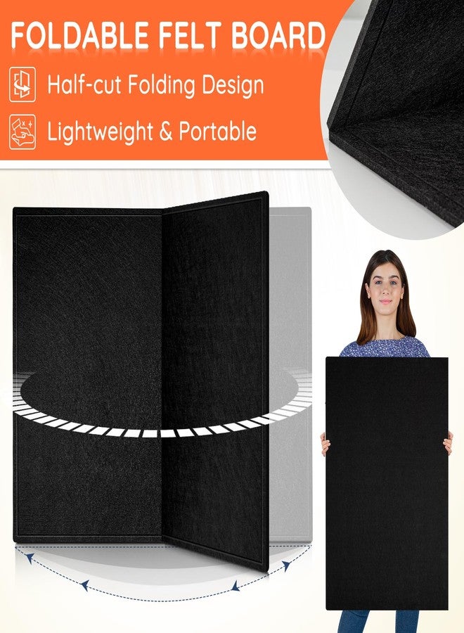 DOLLAR BOSS Large Bulletin Board 48" x 36" Foldable Felt Cork Board, Decorative Pin Board for Wall 4' x 3' Photo Display Board for Office Home School with 20 Pins, Black - Image 2