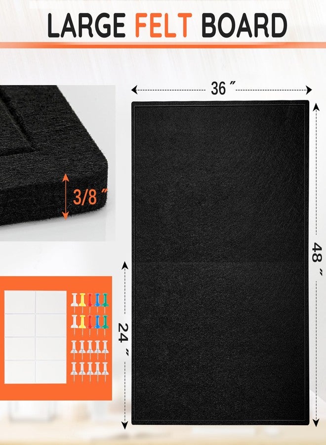 DOLLAR BOSS Large Bulletin Board 48" x 36" Foldable Felt Cork Board, Decorative Pin Board for Wall 4' x 3' Photo Display Board for Office Home School with 20 Pins, Black - Image 3