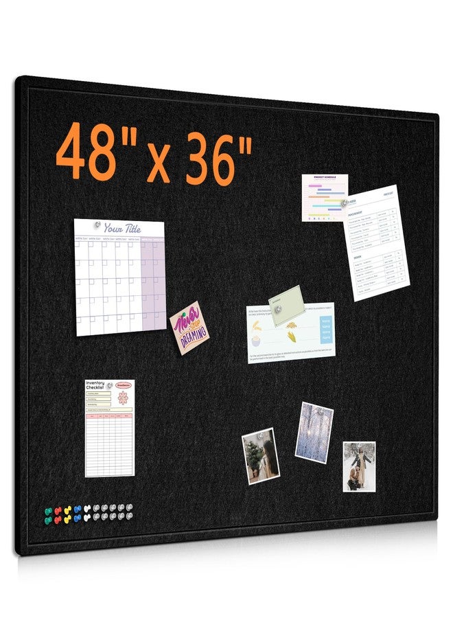 DOLLAR BOSS Large Bulletin Board 48" x 36" Foldable Felt Cork Board, Decorative Pin Board for Wall 4' x 3' Photo Display Board for Office Home School with 20 Pins, Black - Image 1