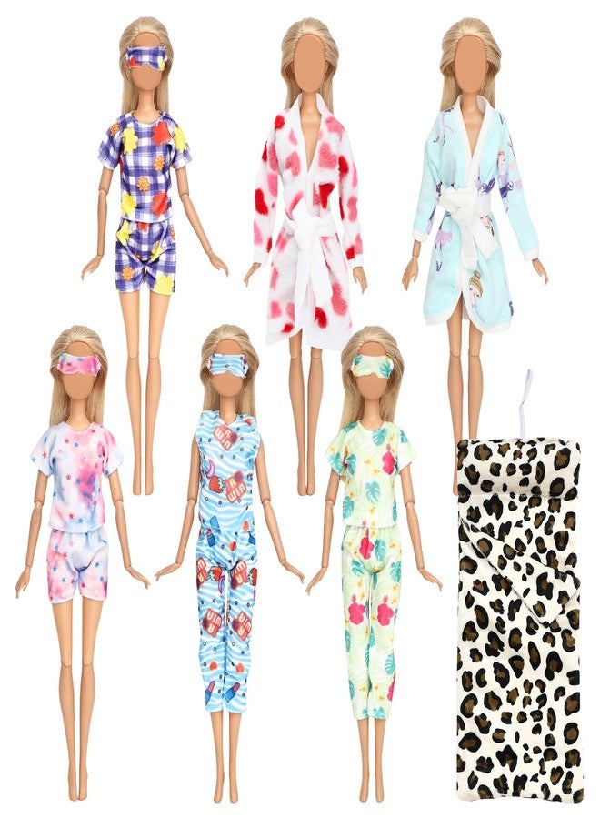 SOTOGO 11 Pieces Doll Clothes and Accessories for 11.5 Inch Dolls Good Sleeping Playset Include 6 Sets Handmade Doll Pajamas Suit, Sleeping Bag and 4 Pieces Dolls Eye Masks - Image 1