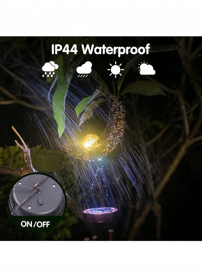 GGEROU Solar Moon Wind Chimes Outdoor, Waterproof Moon Wind Bells Light, Ramadan Memorial Wind Chimes  - Image 4