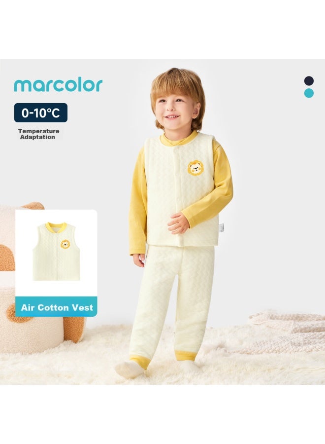 Marcolor Winter Baby Toddler Quilted Cotton Vest Warm Soft Comfortable Outerwear White Goose Yellow Lion Prince Size 80