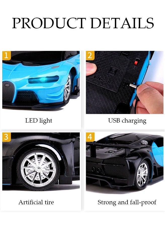 DUNISO - Remote Control High Speed Drift Bugatti Car Rechargeable Remote Control Electric Sports Racing Toy Car Realistic Model Car with LED Lights, Suitable for Children, Girls, Boys, Toddlers' Birthday Hobbies Gifts - Image 1