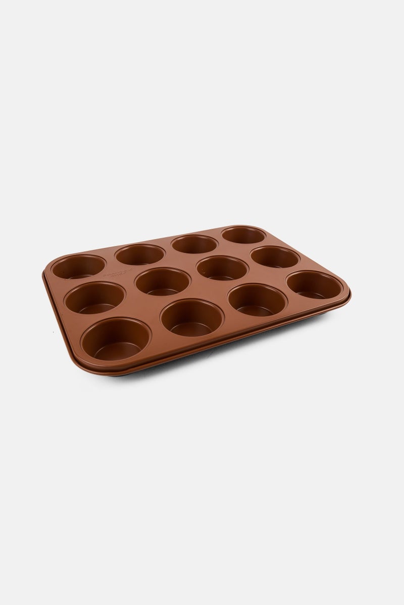 Phantom Chef 12 Cups Muffin Pan 35 x 27 x 3 cm , Brown - Image 1