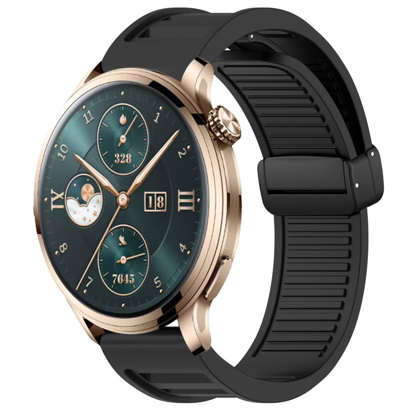 erorex For Honor Watch 4 Pro Window Blind Magnetic Buckle 22Mm Silicone Watch Band(Black) - Image 1