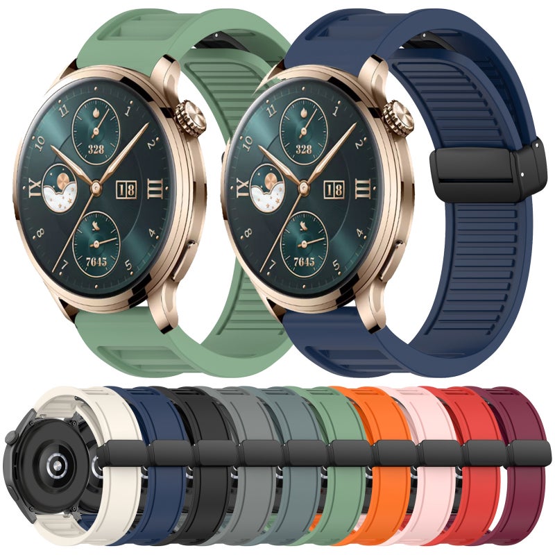 erorex For Honor Watch 4 Pro Window Blind Magnetic Buckle 22Mm Silicone Watch Band(Black) - Image 5