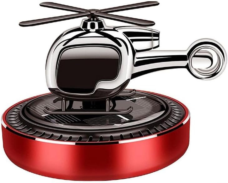 Helicopter Shaped Car Air FreshenerRed Gardenia Fragrance Rotating Rotor Blade Solar Powered Air Freshener - Image 1
