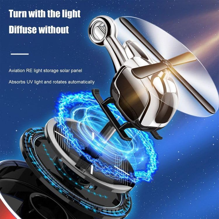 Helicopter Shaped Car Air FreshenerRed Gardenia Fragrance Rotating Rotor Blade Solar Powered Air Freshener - Image 5