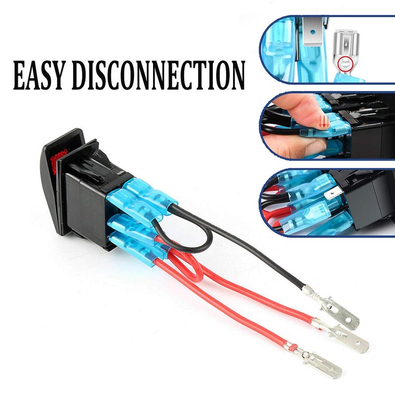 FXC Rocker Switch Jumper Wires Set with Male and Female Terminal for On/Off Rocker Switch Wiring 5 pin (5 Sets) - Image 4