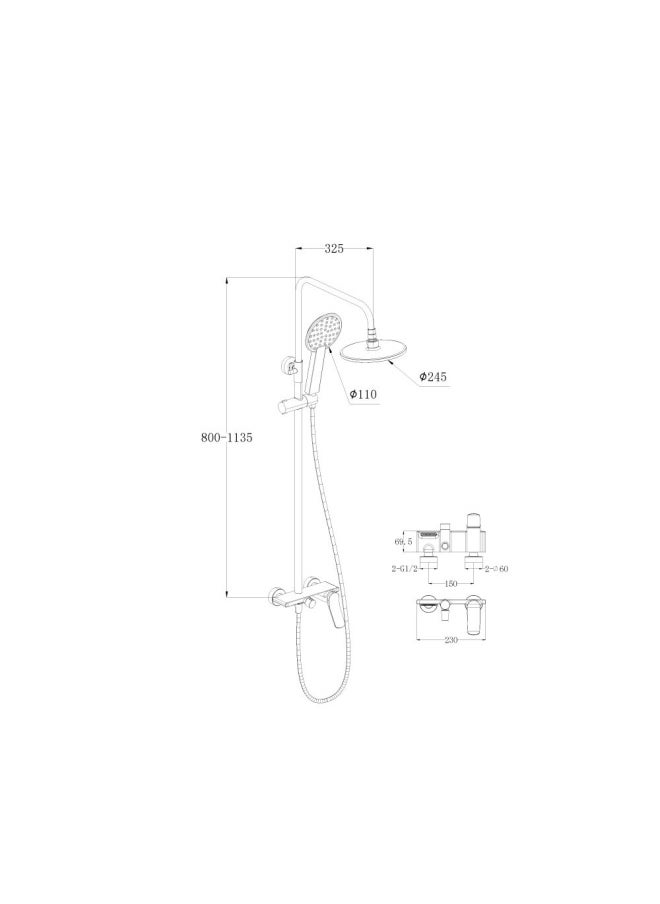 DANUBE HOME - Milano Mita Rain Shower Mixer W/Shower Set Chrome Made In China - Image 1