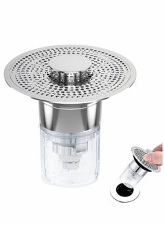 SYOSI Sink Stopper, Anti-odour Pop Up Sink Bath Plug Replacement Stainless Steel with Strainer, Push Down Bathroom Plugs for Wash Basins with 2 Rubber Washers for 30-40mm Hole  - Image 1