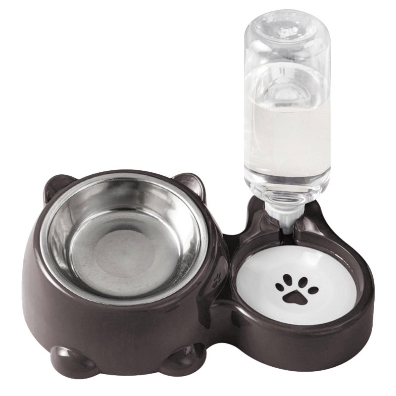 Stainless Steel Anti Slip Dog Bowl With Removable Water Dispenser Dark Gray - Image 2