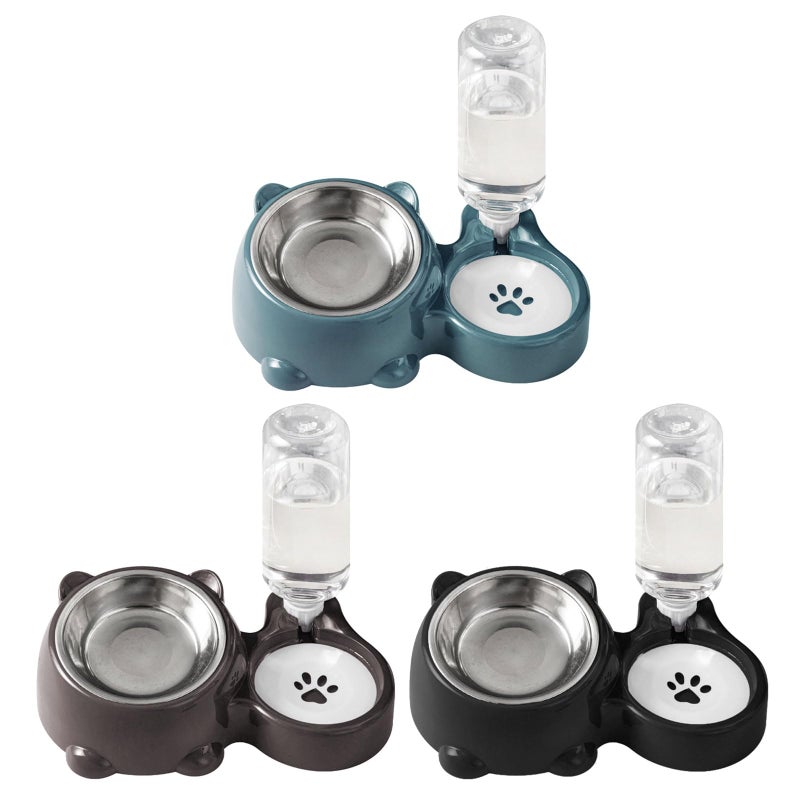 Stainless Steel Anti Slip Dog Bowl With Removable Water Dispenser Dark Gray - Image 5