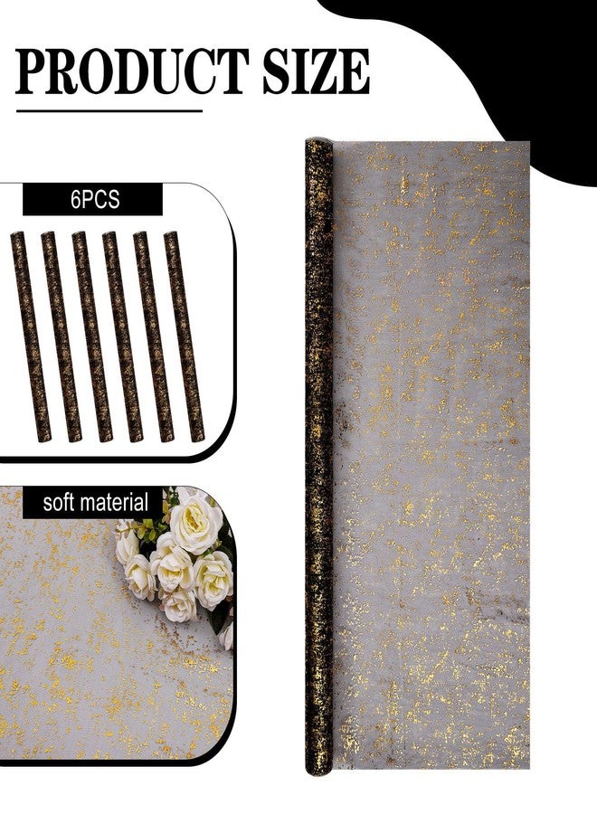 BINBE 6PCS Black Table Runner 10Ft Sheer Chiffon Fabric Cheesecloth Sequin Glitter Table Runner for Wedding Birthday Party Decor - Image 2