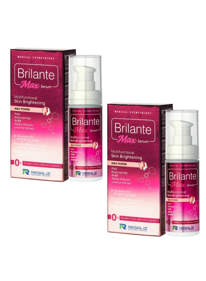 Regaliz Brilante Max Serum | Multifunctional Skin Brightening & Radiance Booster | Targets Dark Spots, Uneven Skin Tone, and Dullness | 30 ml (Pack of 2) - Image 1