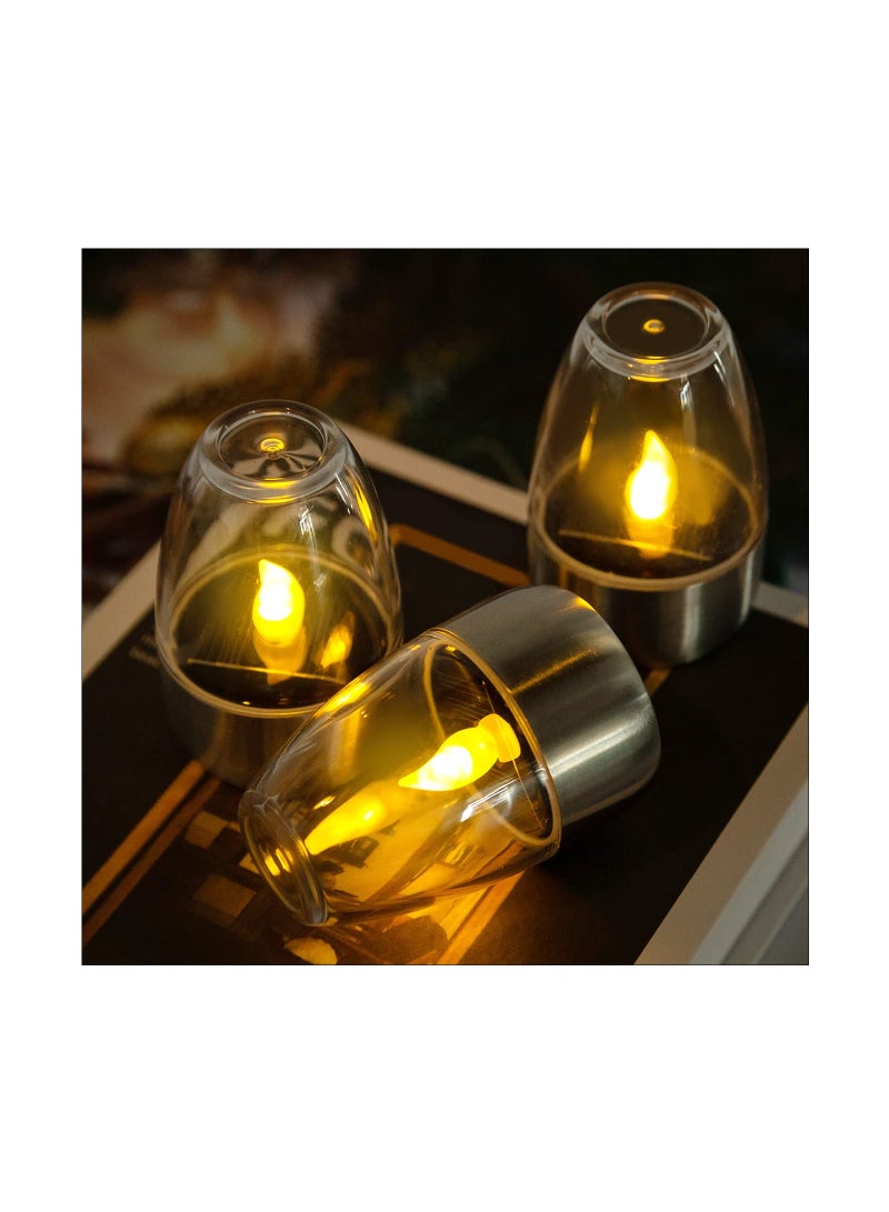 Excefore Solar Candles Outdoor Waterproof, Flameless Tea Lights, Garden Lantern Mini, Solar Rechargeable Battery Window Lights (White) - Image 1