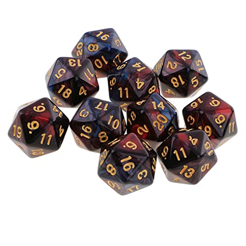 Yiotfandoll 10PCS Polyhedral D20 Dice 20mm Acrylic 20 Sided Dice for RPG MTG DND Table Games Red Blue - Image 5