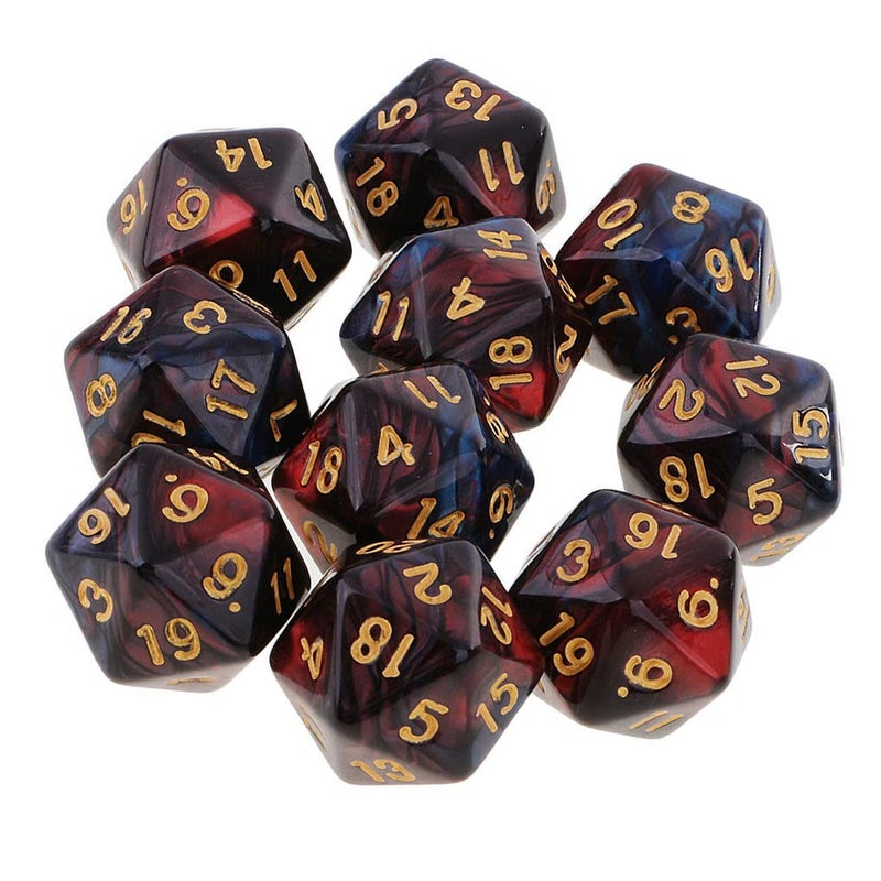 Yiotfandoll 10PCS Polyhedral D20 Dice 20mm Acrylic 20 Sided Dice for RPG MTG DND Table Games Red Blue - Image 3