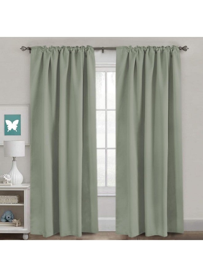 H.VERSAILTEX Blackout Curtains Thermal Insulated Window Treatment Panels Room Darkening Blackout Drapes for Living Room Back Tab/Rod Pocket Bedroom Draperies, 52 x 84 Inch, Light Sage, 2 Panels - Image 2