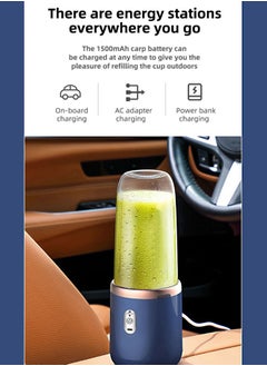 VOGMAX Small juicer for home use, portable for travel, built-in large-capacity lithium battery - Dark Blue  - Image 5