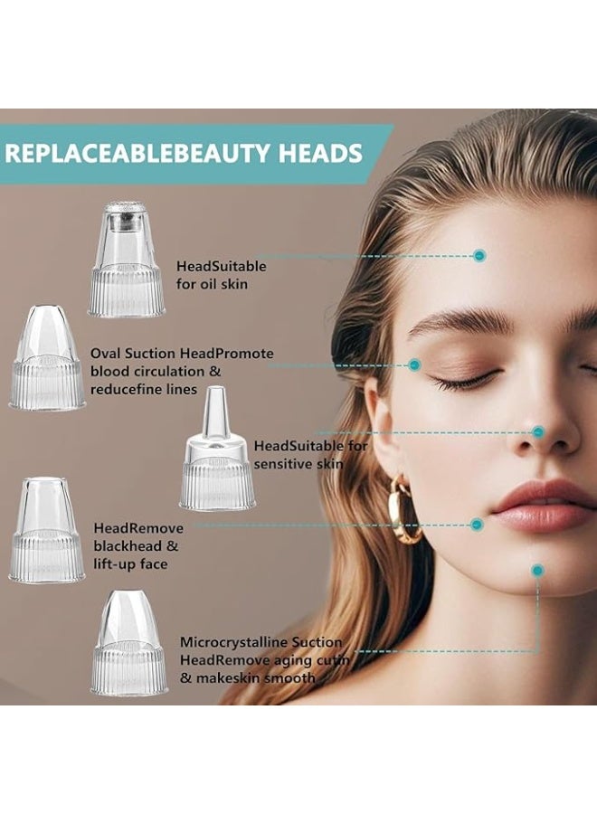 أداك مكنسة كهربائية لازالة الرؤوس السوداء 2025 من اداك - 5 مستويات شفط قابلة للتعديل + مجسات، منظف مسام الوجه قابل لاعادة الشحن بمنفذ USB، جهاز استخراج حب الشباب والعناية بالبشرة للبالغين (4 ادوات اضافية) - Image 3