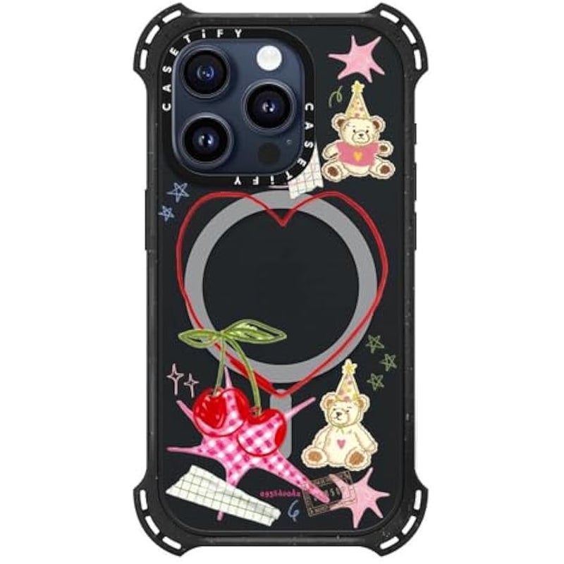 Casetify Bounce iPhone 15 Pro Case 【6X Military Grade Drop Tested / 21.3ft Drop Protection/Compatible with Magsafe】 - Party Teddy Bears - Triple Black - Image 2