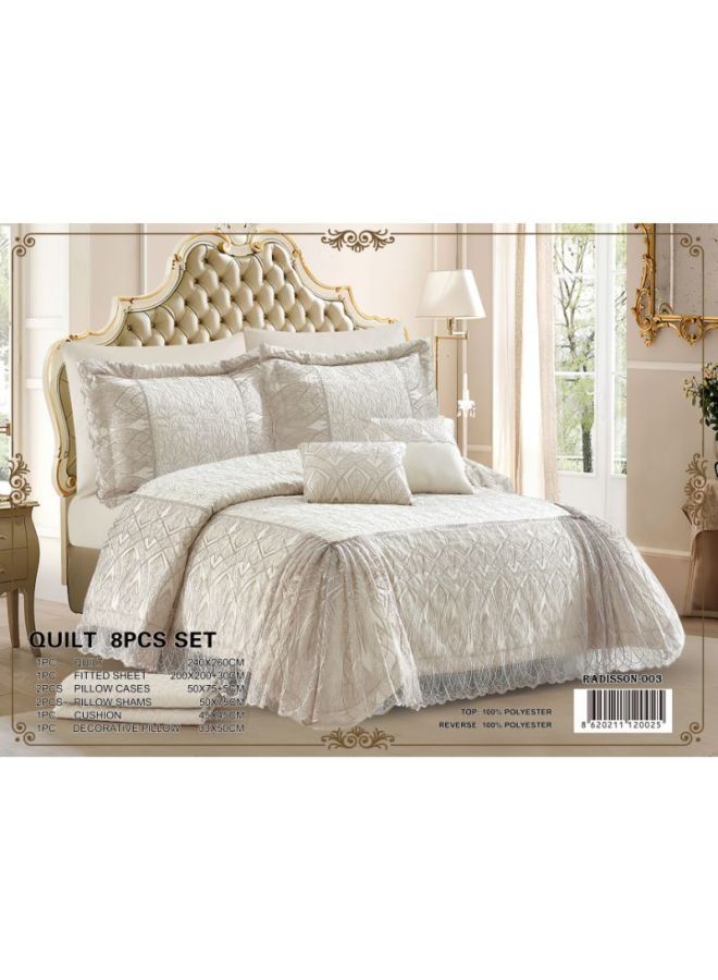 Al Shalhoub طقم لحاف زفاف من البوليستر مكون من 8 قطع من راديسون