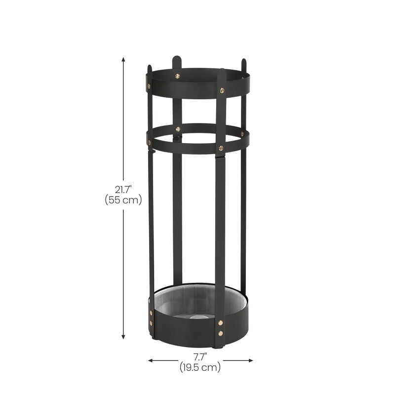 SONGMICS Umbrella Stand, Steel Round Umbrella Holder Rack, 7.7 x 7.7 x 21.7 Inches, with Detachable Drip Tray, for Entryway, Office, Stable, Assembly Required, Matte Black ULUC28BK - Image 3