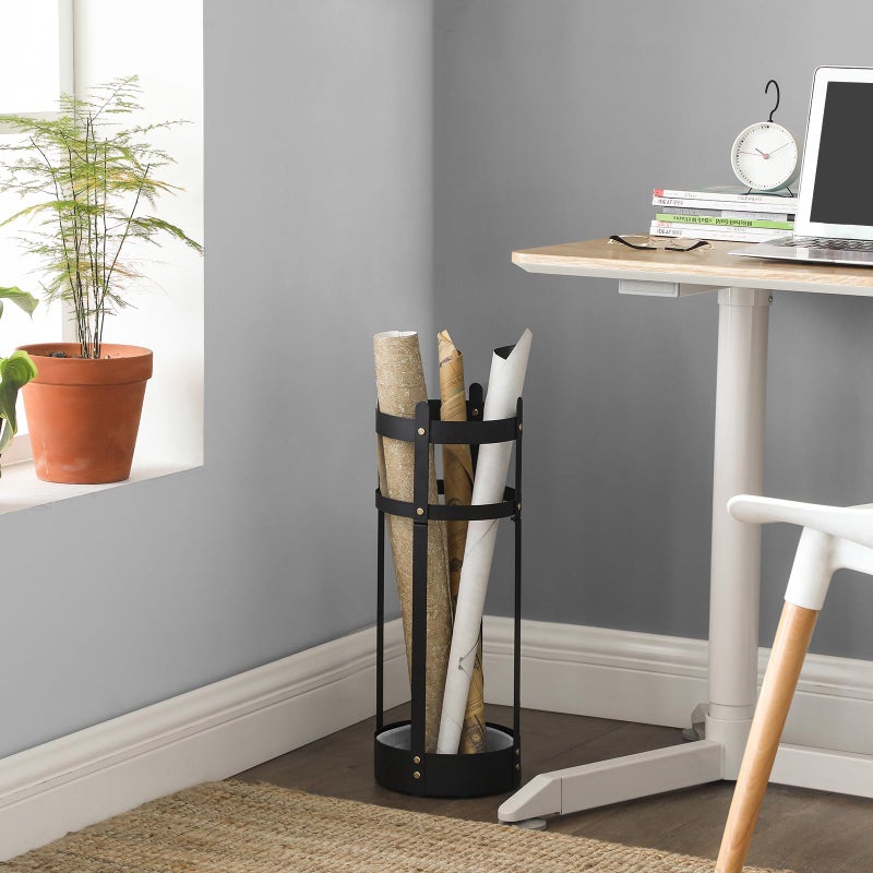 SONGMICS Umbrella Stand, Steel Round Umbrella Holder Rack, 7.7 x 7.7 x 21.7 Inches, with Detachable Drip Tray, for Entryway, Office, Stable, Assembly Required, Matte Black ULUC28BK - Image 4