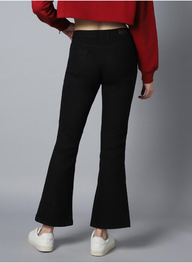 HIGH STAR - Women Black Bootcut High-Rise Clean Look Stretchable Jeans - Image 1