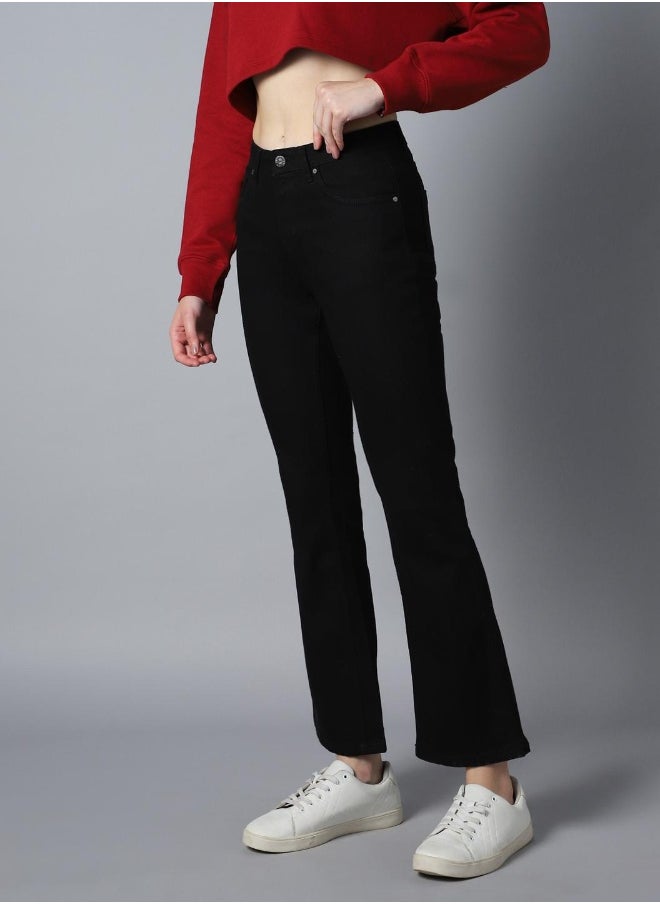 HIGH STAR - Women Black Bootcut High-Rise Clean Look Stretchable Jeans - Image 1