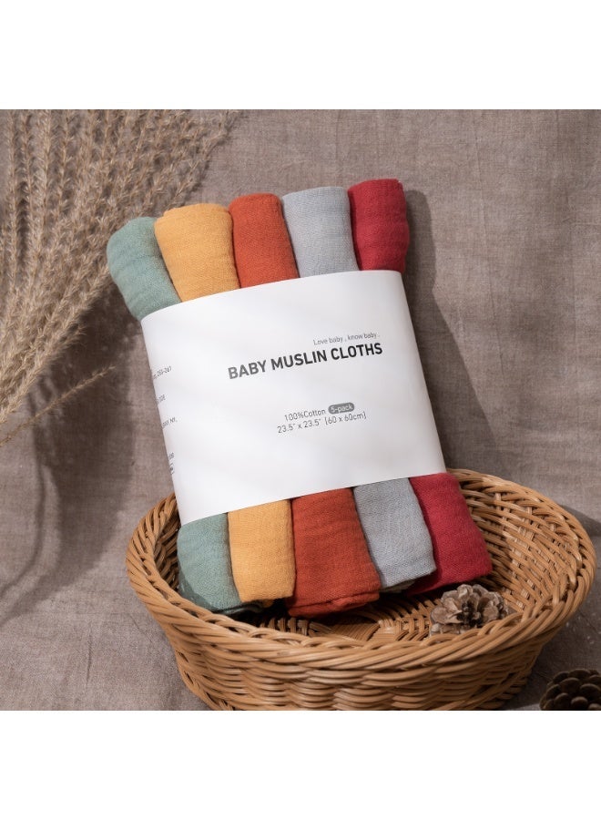 5 Pack Muslin Swaddle Blankets for Baby Girls Boys, Receiving Blanket Large 23.5 x 23.5 inches, Soft Breathable Muslin Baby Blanket for Unisex Newborn - Image 4