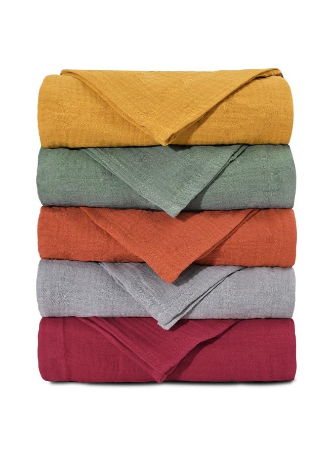 5 Pack Muslin Swaddle Blankets for Baby Girls Boys, Receiving Blanket Large 23.5 x 23.5 inches, Soft Breathable Muslin Baby Blanket for Unisex Newborn - Image 1