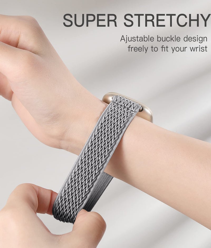 Adorve Compatible with Fitbit Versa 3/Fitbit Versa 4 /Fitbit Sense/Sense 2 Bands for Women Men, Adjustable Stretchy Solo Loop Elastic Nylon Sport Strap for SmartWatch Replacement - Image 4