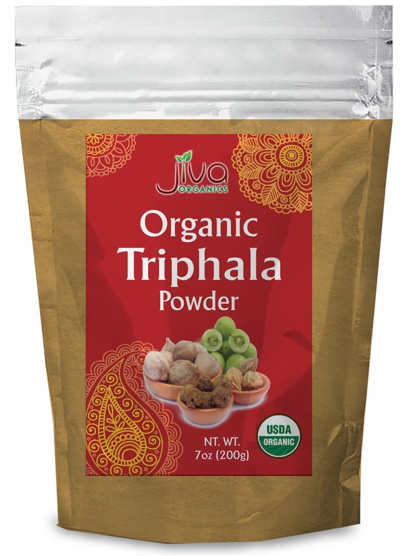 Jiva Organics Organic Triphala Powder 7 Ounce Bag Ground Amla Bhibitaki and Haritaki Fruits Blended 100 Natural NonGMO