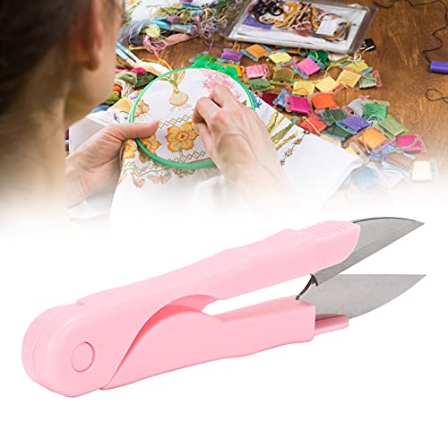 FASJ Pink Ambidextrous Thread Snips, U-Shaped Stainless Steel Scissors for Sewing, Embroidery, Handicrafts (1 Count, 31 grams, Blister Card) - Image 3
