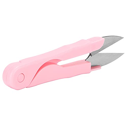 FASJ Pink Ambidextrous Thread Snips, U-Shaped Stainless Steel Scissors for Sewing, Embroidery, Handicrafts (1 Count, 31 grams, Blister Card) - Image 1