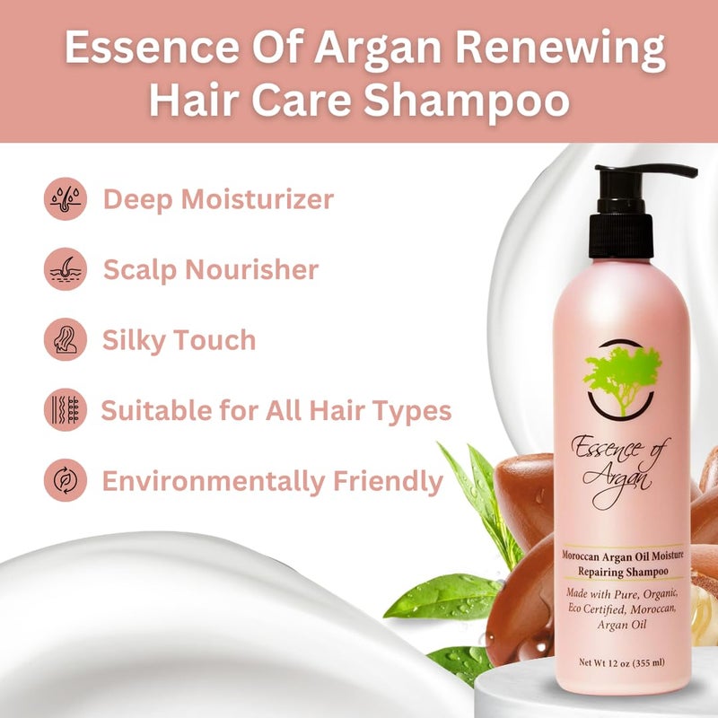 Essence of Argan Renewing Hair Care Shampoo - Infused with 100% Pure Moroccan Organic Argan Oil - Nourishing and Moisturizing - For All Hair Types - Image 2
