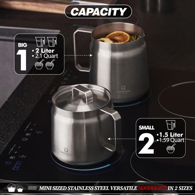 WAGENSTEIGER Stainless Steel Classic Tea Kettle 2.1 Quarts / 2 Liters, Multi-purpose Cooking Pot, Mini Milk Pan, Butter Warmer, On-the-go Saucepan, Ramen Pot, Stovetop Metal Tea/Coffee Pot (606) - Image 3