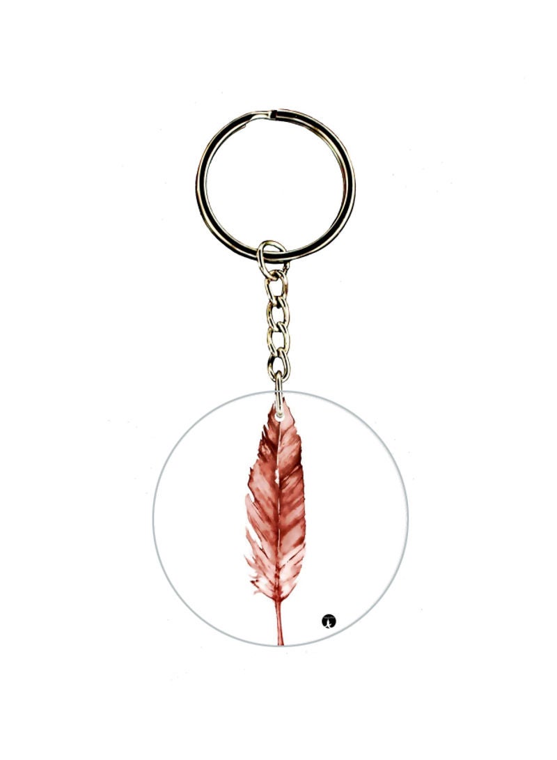 Feather Printed Dual Sided Keychain