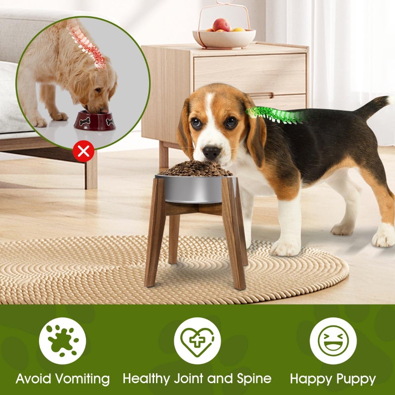 RAINBLELAND Elevated Dog Bowl Stand for Medium & Large Dogs, 11" Tall Raised Dog Bowl Stand Fits Up to 9" Bowls, Solid Acacia Wood Dog Bowl Holder, Single Elevated Dog Feeding Station (Stand Only) - Image 4