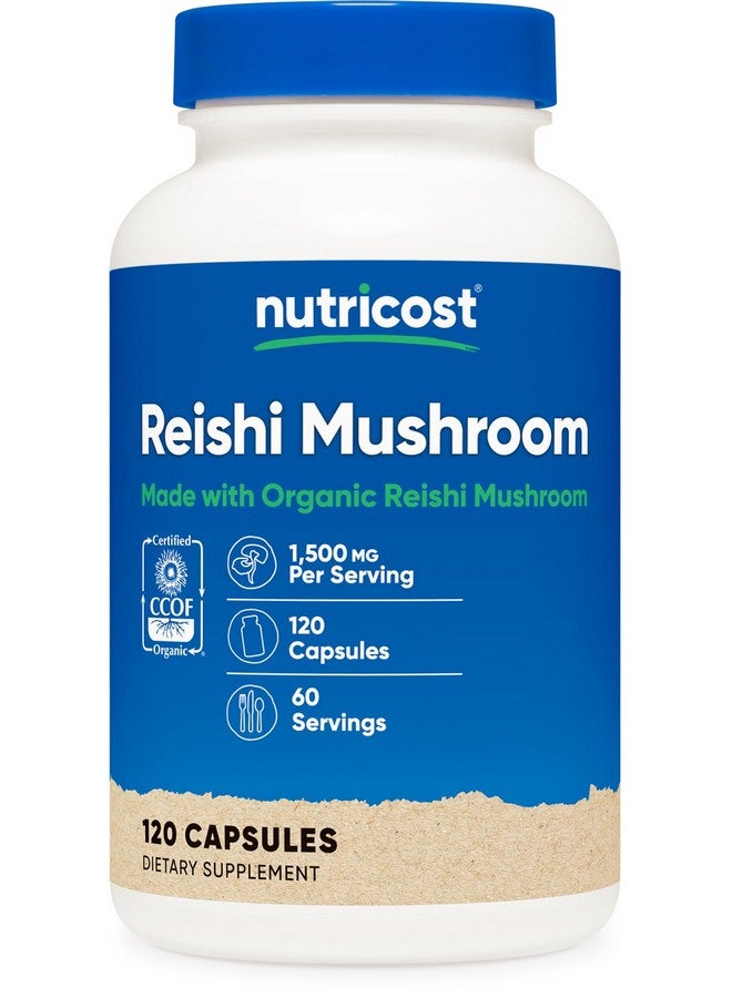 Nutricost كبسولات فطر الريشي من نوتريكوست 1500 ملغ، 60 حصة - معتمدة من CCOF مصنوعة من فطر الريشي العضوي، نباتية، خالية من الغلوتين، 750 ملغ لكل كبسولة، 120 كبسولة - Image 1