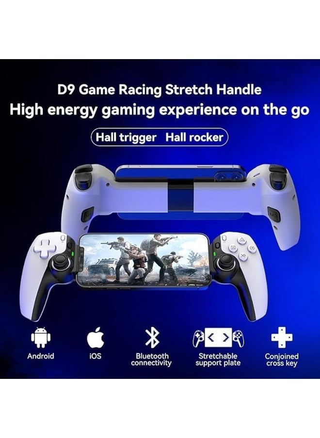 PROMASS - Mobile Gaming Controller, D9 Mobile Phone Stretching Game Controllers Wireless BT Game Competitive Stretch Handle, (White) - Image 1