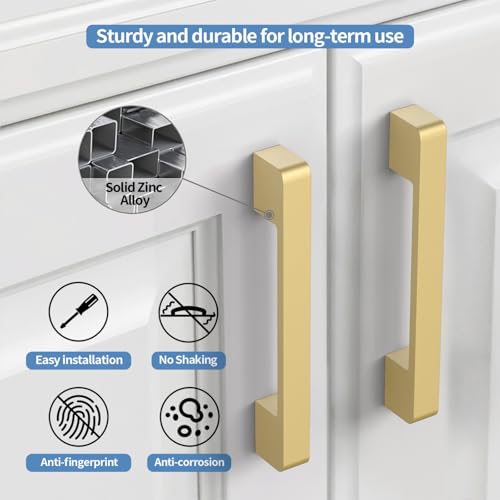 Coinkoly 10 Pack 126320mm Brushed Gold Cabinet Pulls Kitchen Cabinet Handles Drawer Pulls Cupboard Hardware for Cabinets - Image 3